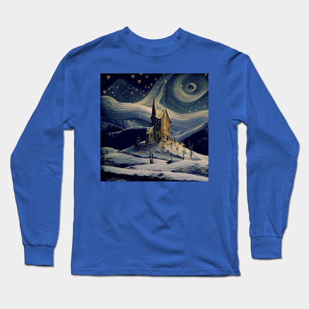 Starry Night Above The Shrieking Shack Long Sleeve T-Shirt by Grassroots Green